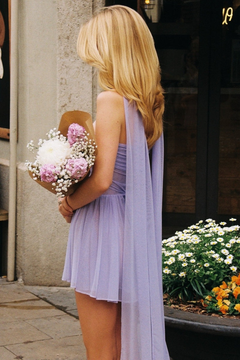 Lotus Leaf Neck Mini Dress