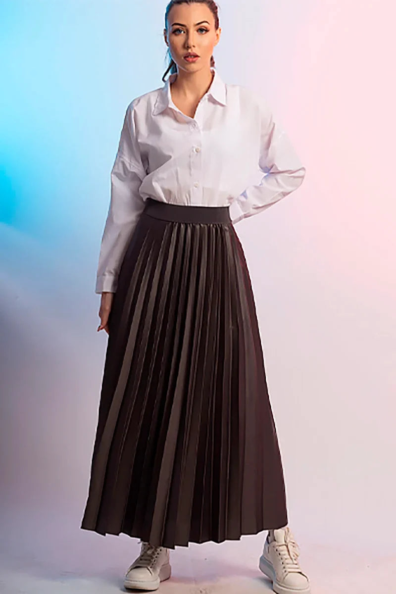 Reversible Two-way Pleated Midi Skirt