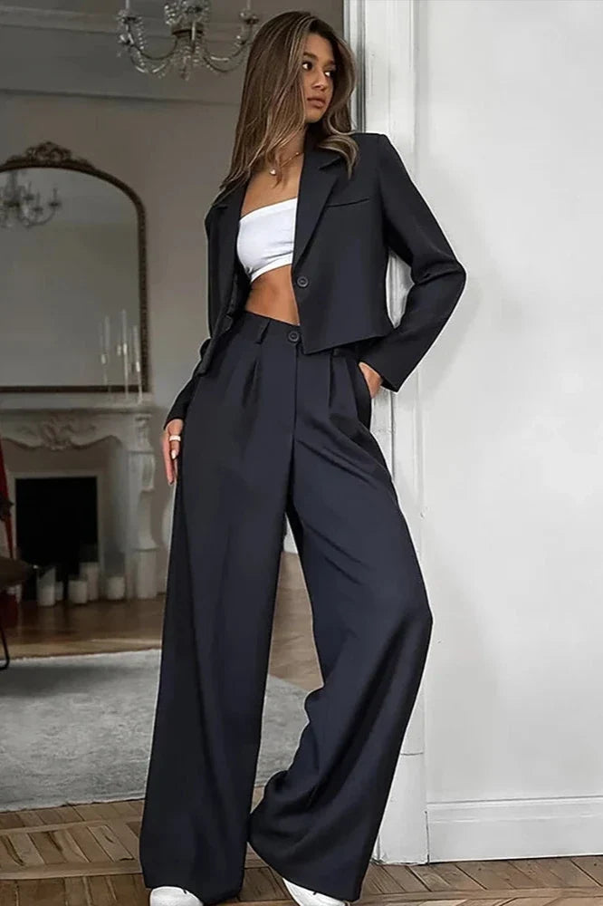 Autumn Winter Solid Office Pants Set