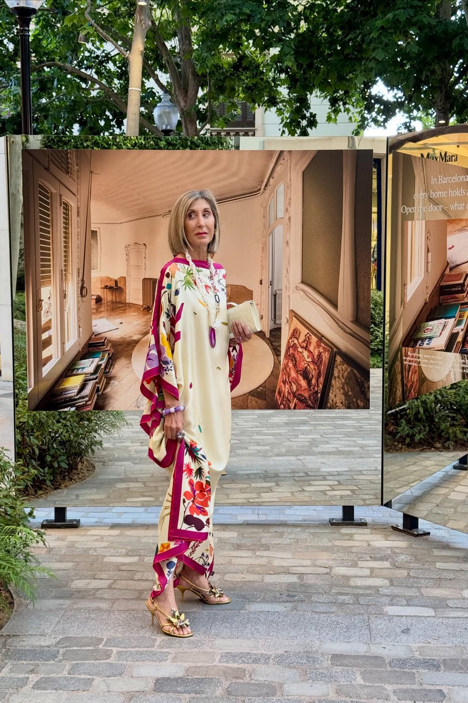 Colorful Floral Print Batwing Loose Kaftan