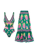 Deep V Cami Maxi Dress Swimsuit Set