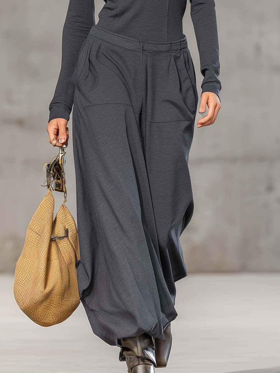 Retro Sports Dark Gray Collar Front Top Pants Set