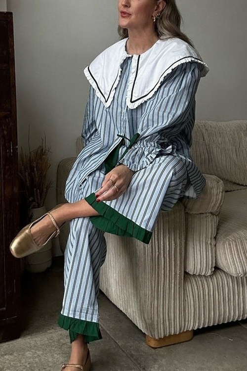 Barbara Pj Set- Blue Stripe