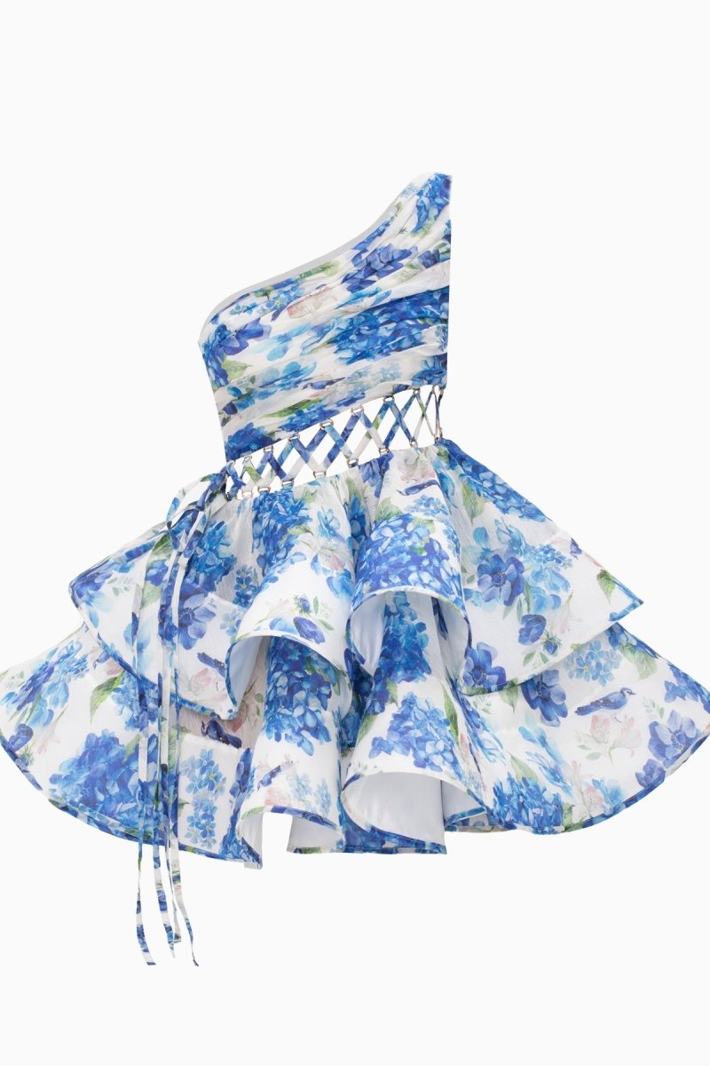 Andrea Floral Printed One-shoulder Chiffon Dress