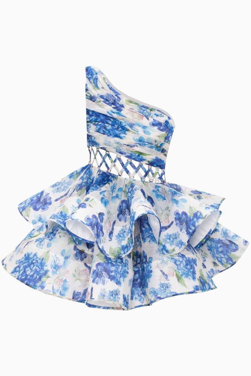Andrea Floral Printed One-shoulder Chiffon Dress