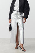 Andrey Metallic Maxi Slit Skirt