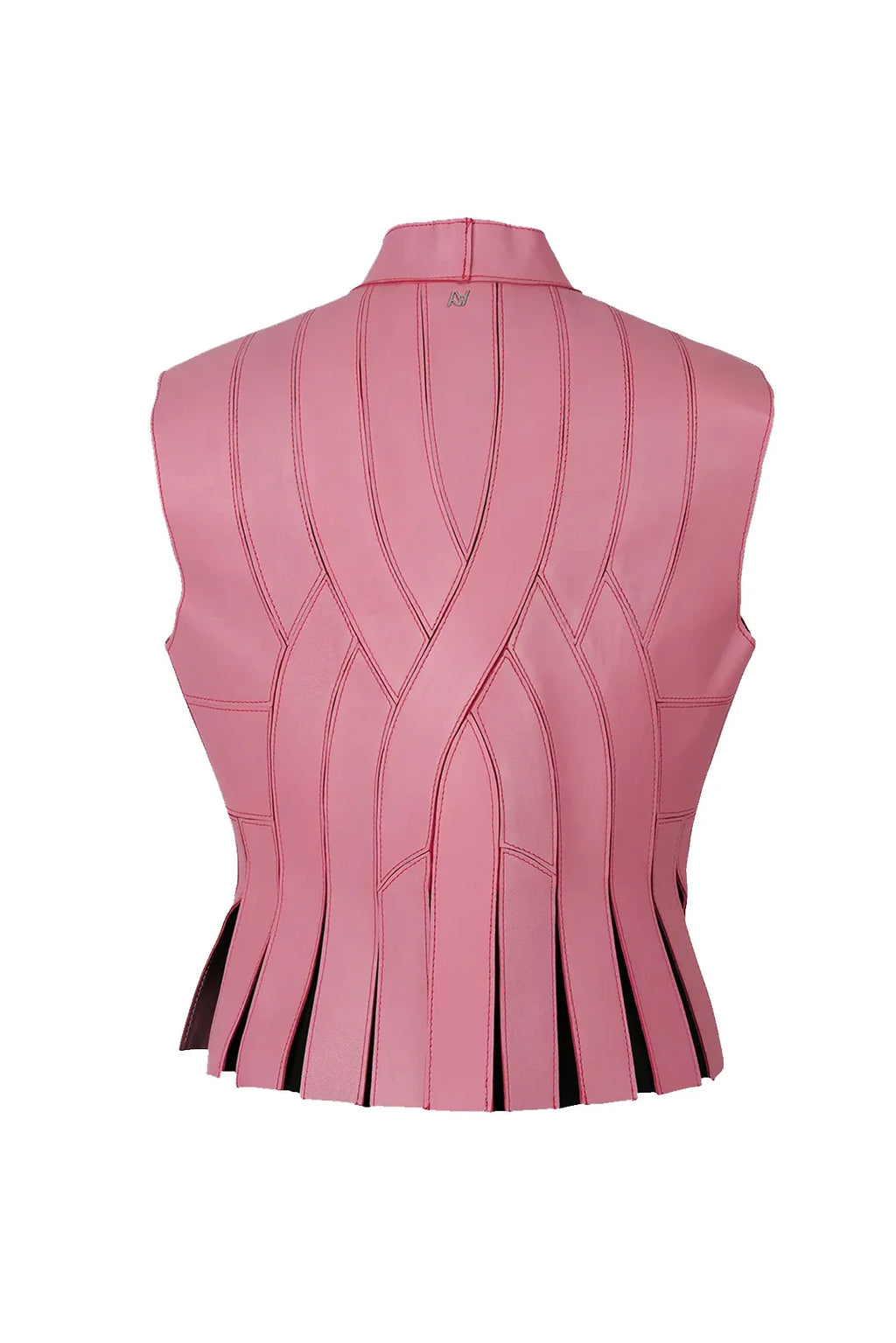 Pink Stand Stitched Leather Vest