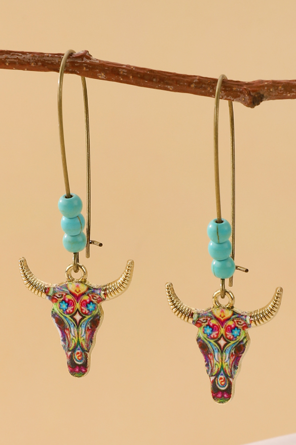 Ladies Western Bull Head Earrings