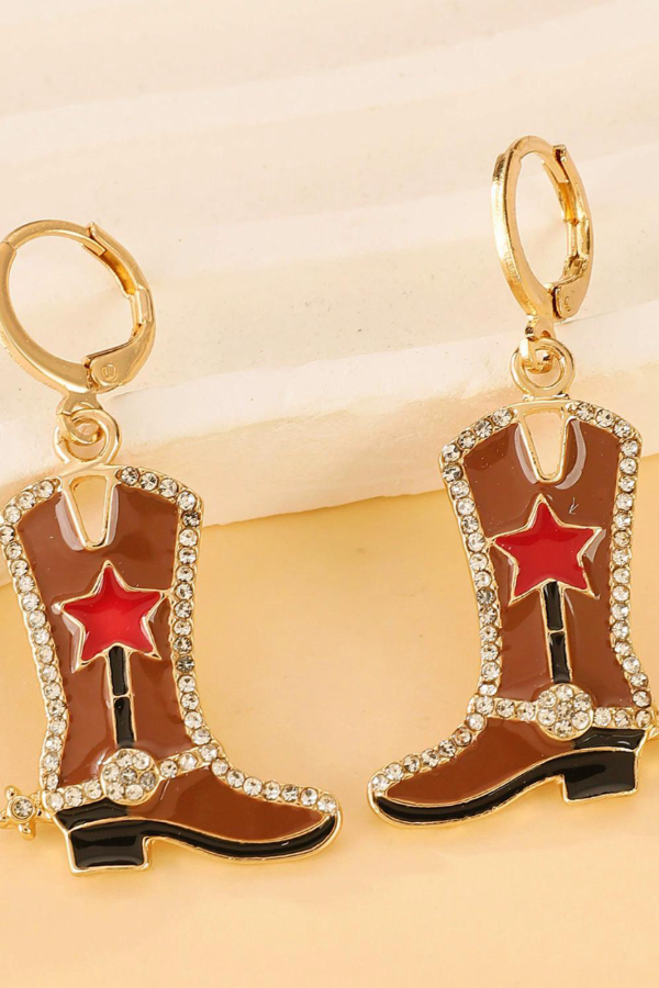 Women's Western Shoes Hat Earrings