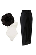3D Floral Solid Color Swimsuit