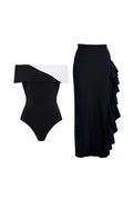 Colorblock Minimal One Piece Swimsuit Set