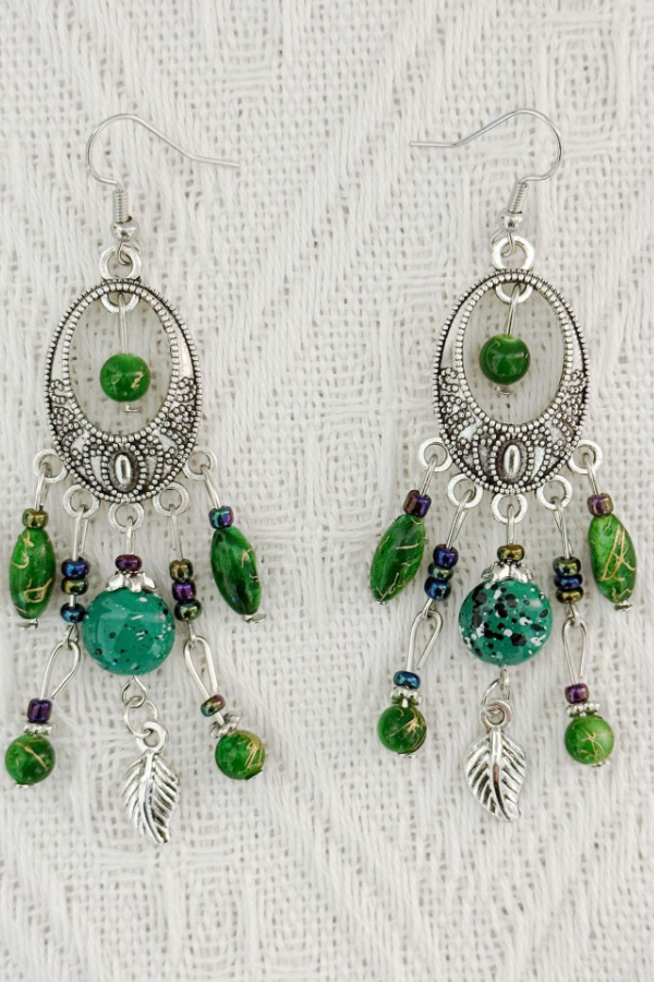 Long Fringe Earrings Turquoise Alloy Earrings