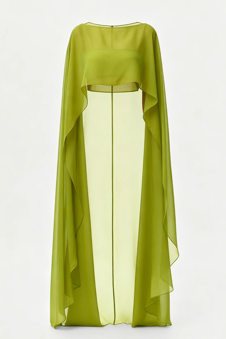 Lime Sheer Cape Feather Skirt Set