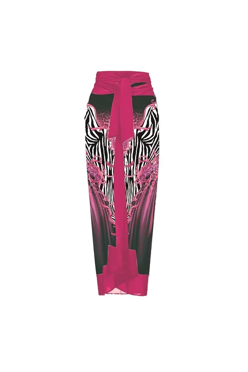 Magenta Floral Print 3D Flower Swimsuit