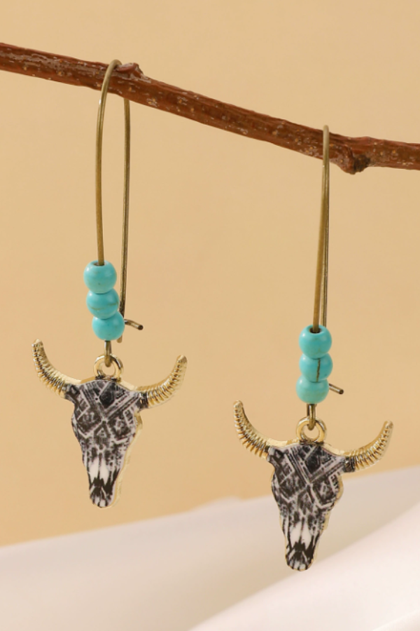 Ladies Western Bull Head Earrings