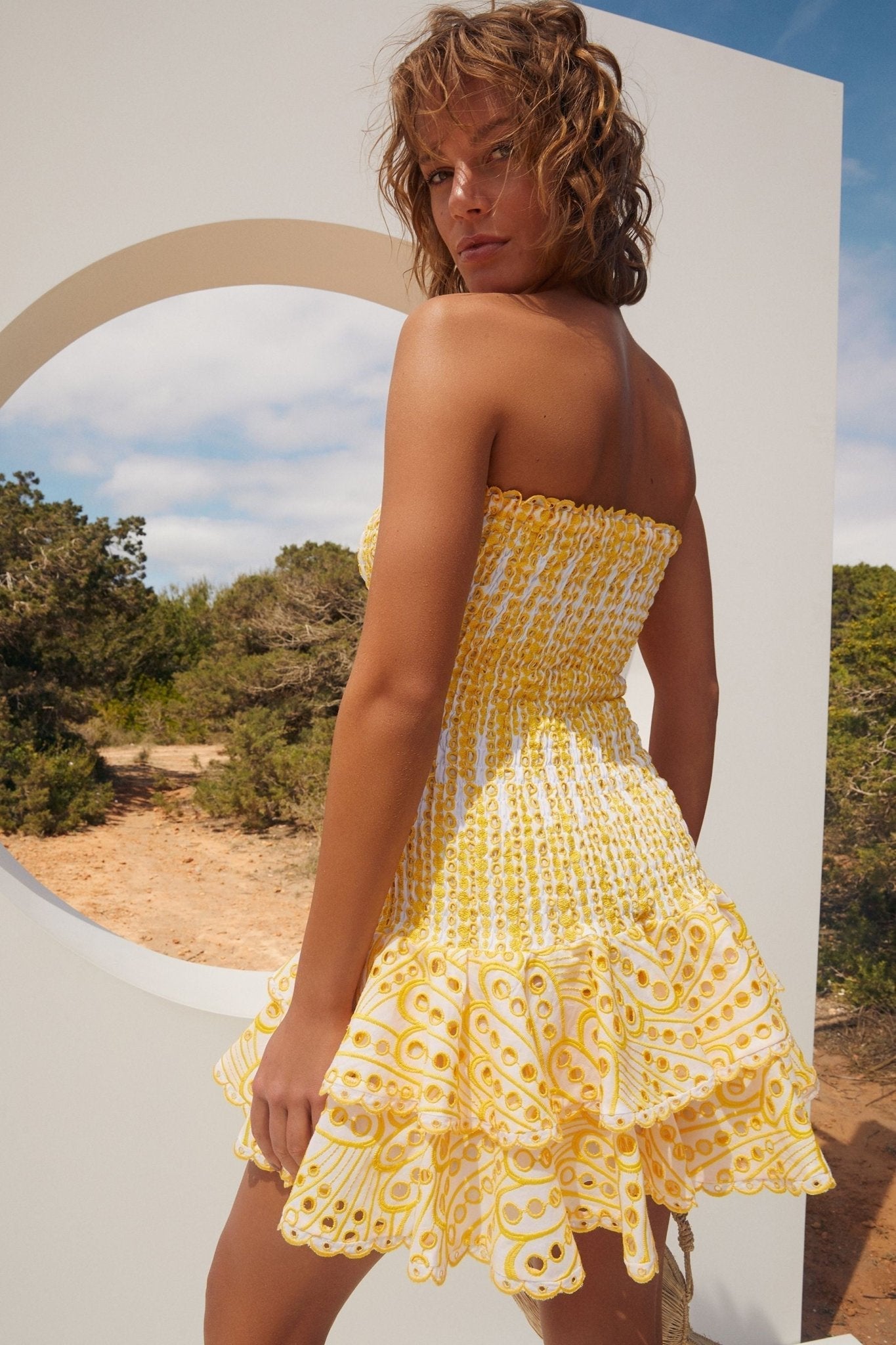 Dolly Embroidered Lace Strapless Bodycon Dress