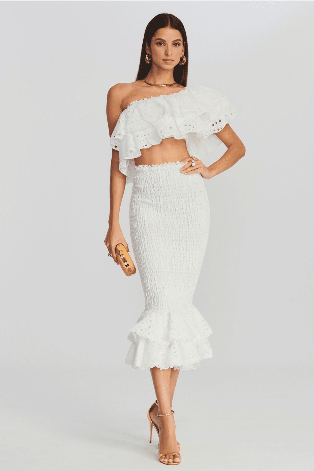 Embroidered Lace Tiered Ruffle Maxi Dress Set