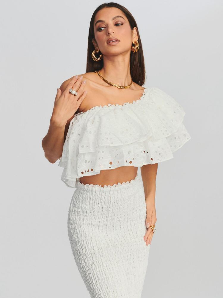 Embroidered Lace Tiered Ruffle Maxi Dress Set