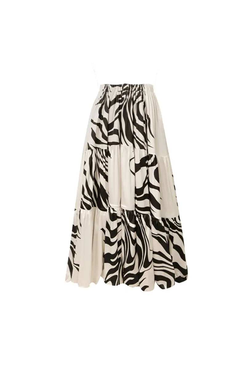 Deep V Striped Monochrome Elegant Swimsuit