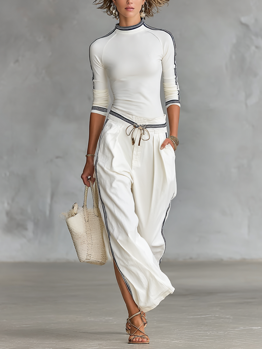 Sports Long-sleeved Wide-leg Pants Two-piece Set
