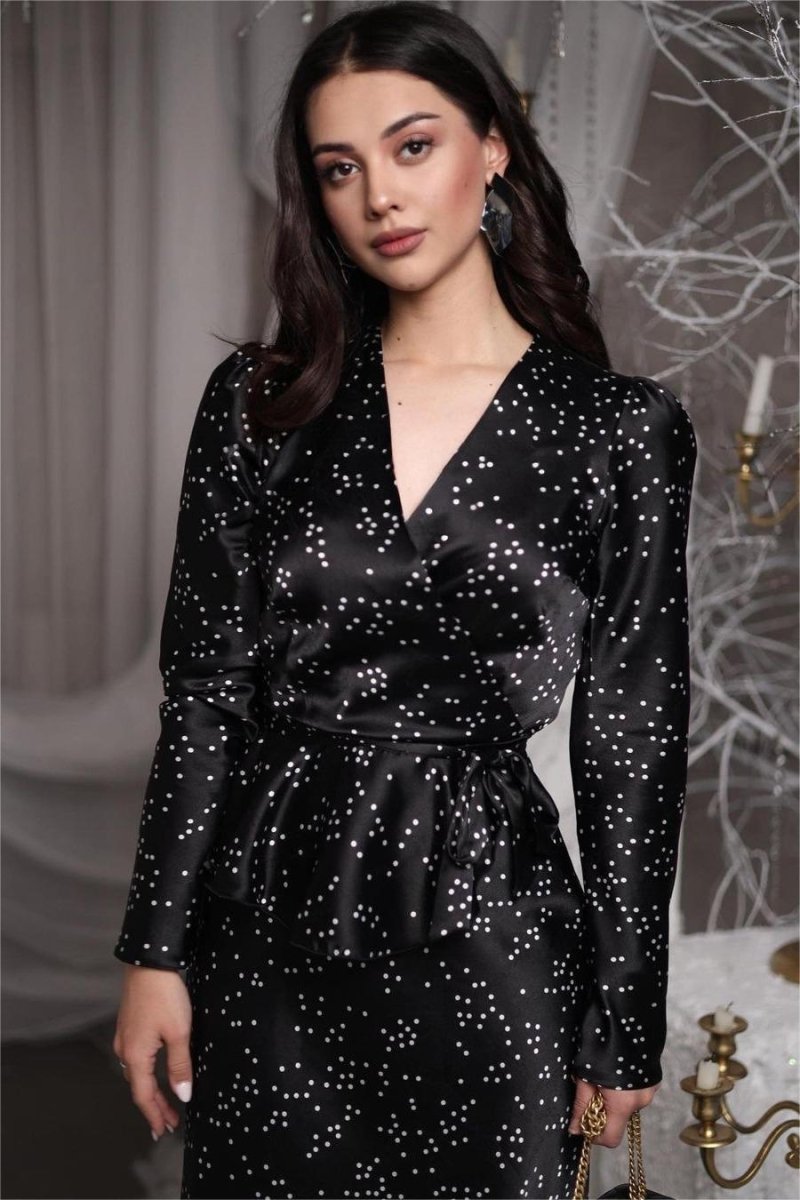 Eileen Floral Wrap Lace-Up Blouse Maxi Skirt Set