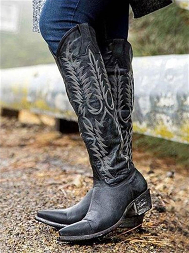 Vintage Western Cowboy Embroidered Boots