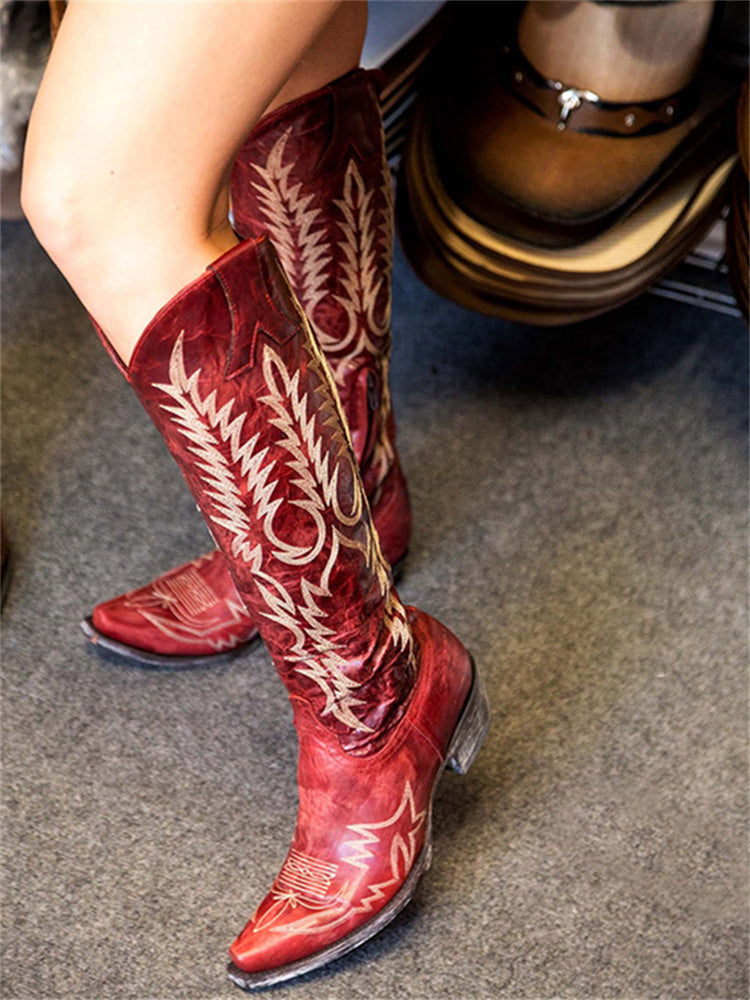 Vintage Western Cowboy Embroidered Boots