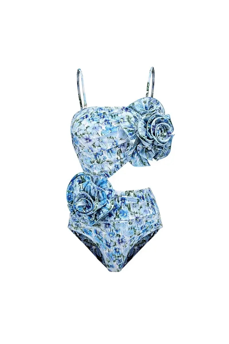 Halter Floral Strapless One-Piece Set