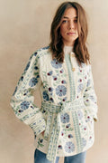 Street Flowers Lace Up Patchwork O Neck Outerwear