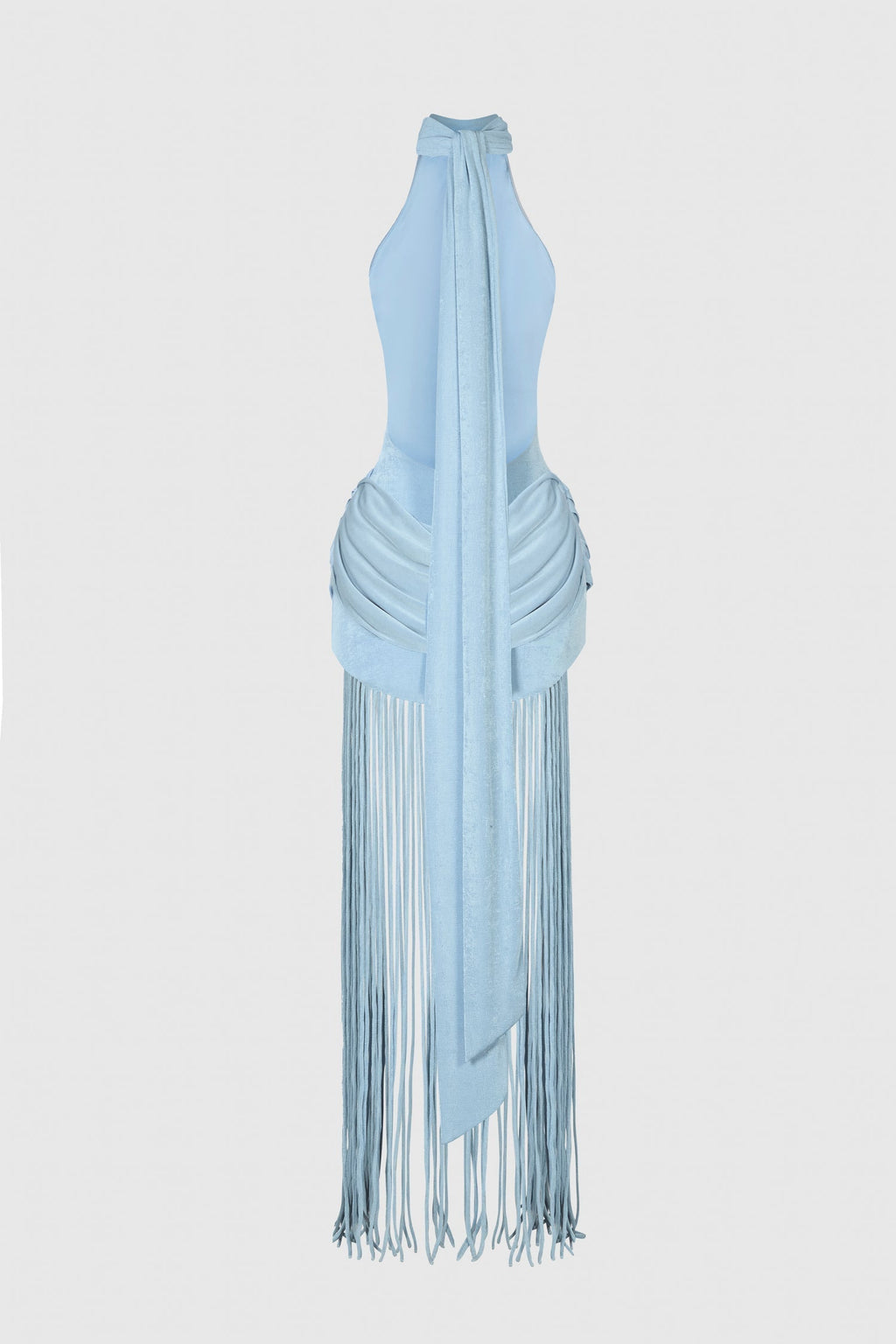 Azure Fringe Halo Maxi Dress