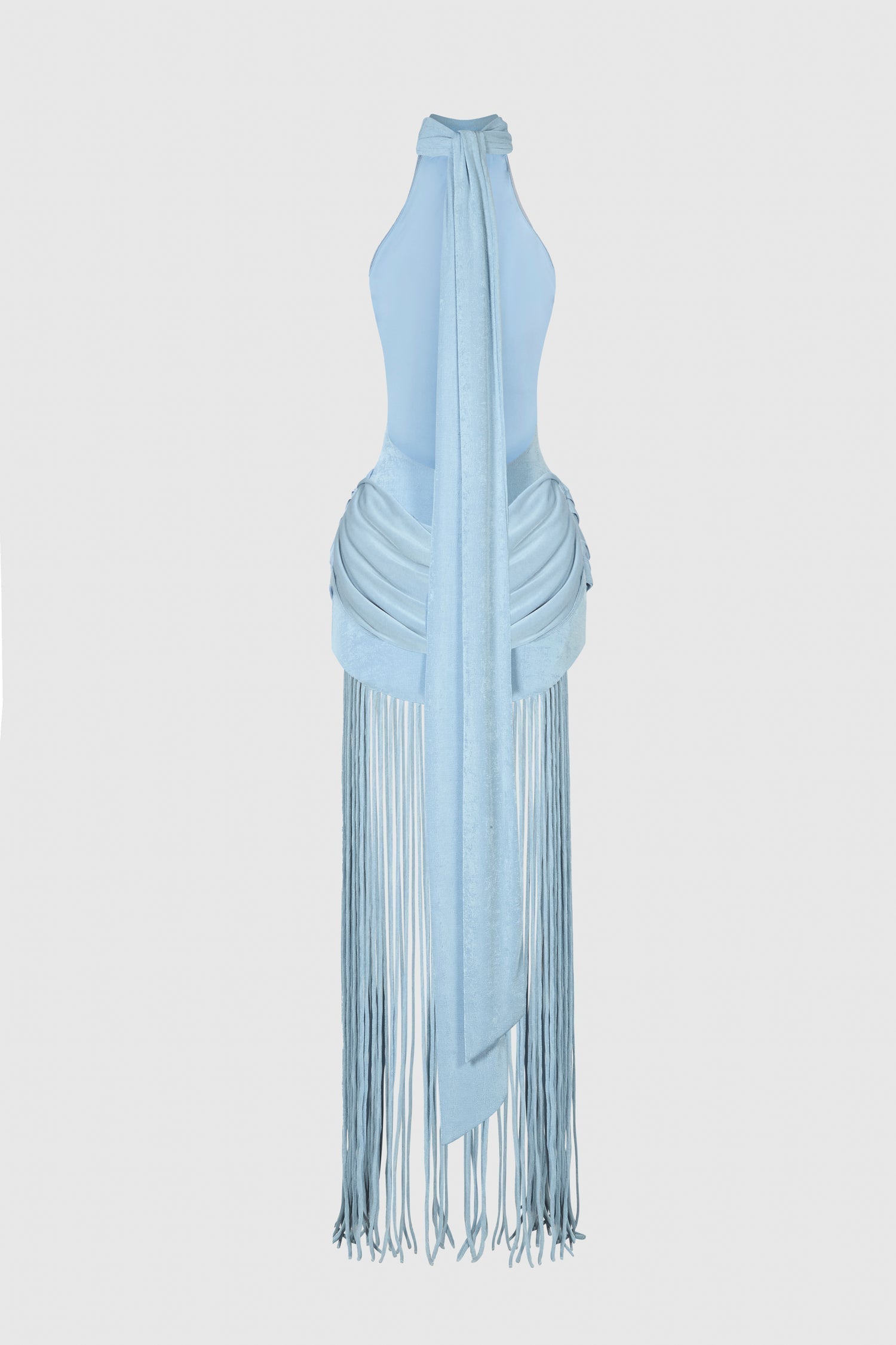 Azure Fringe Halo Maxi Dress