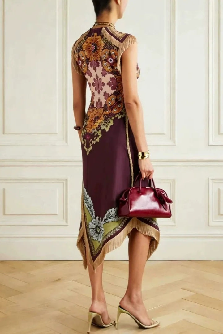 Tassel Art Midi Skirt
