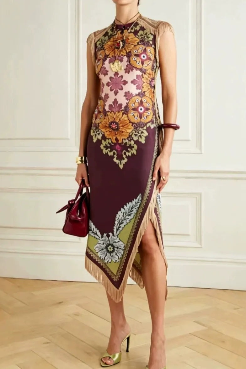 Tassel Art Midi Skirt