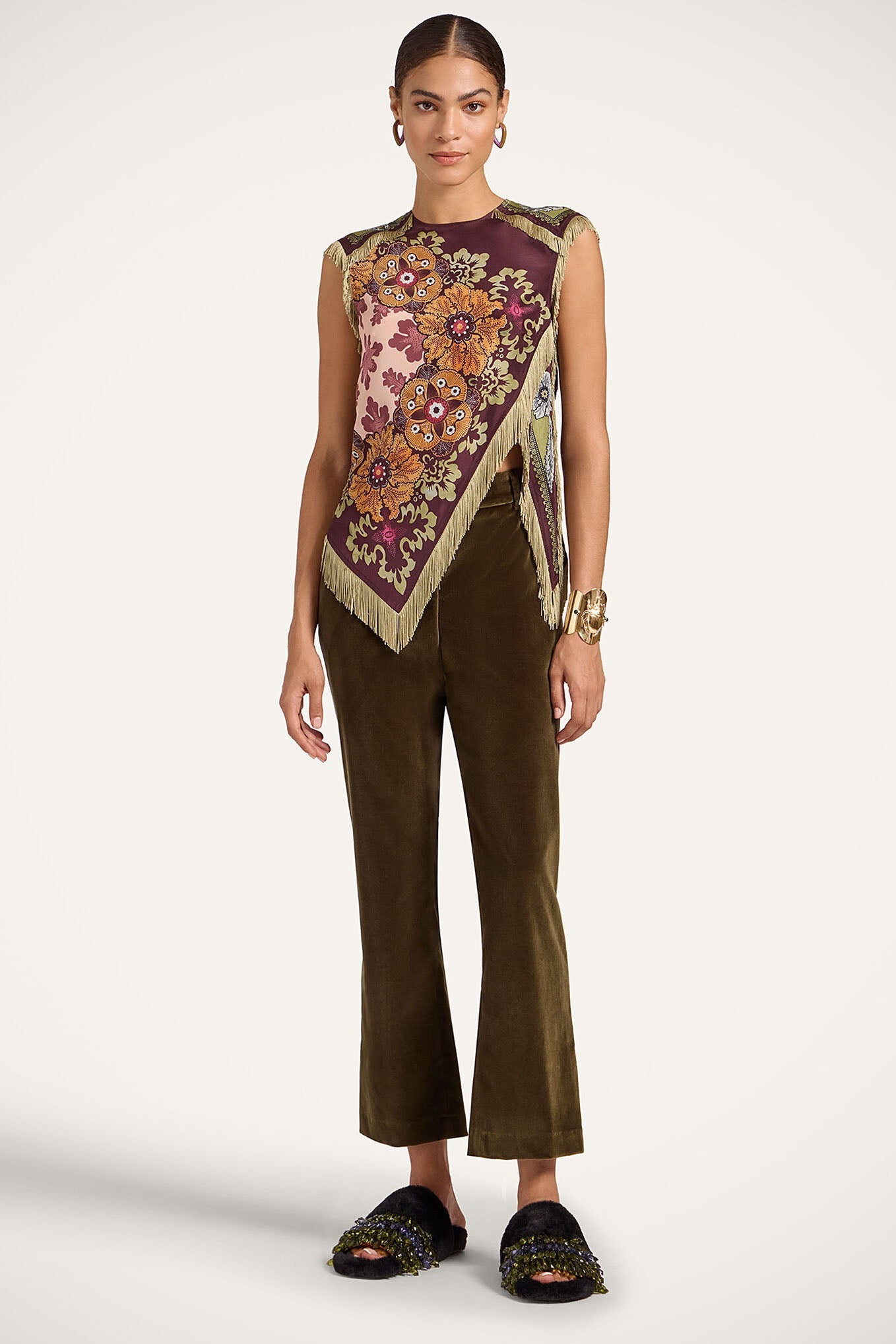 Bohemian Floral Fringe Asymmetrical Top