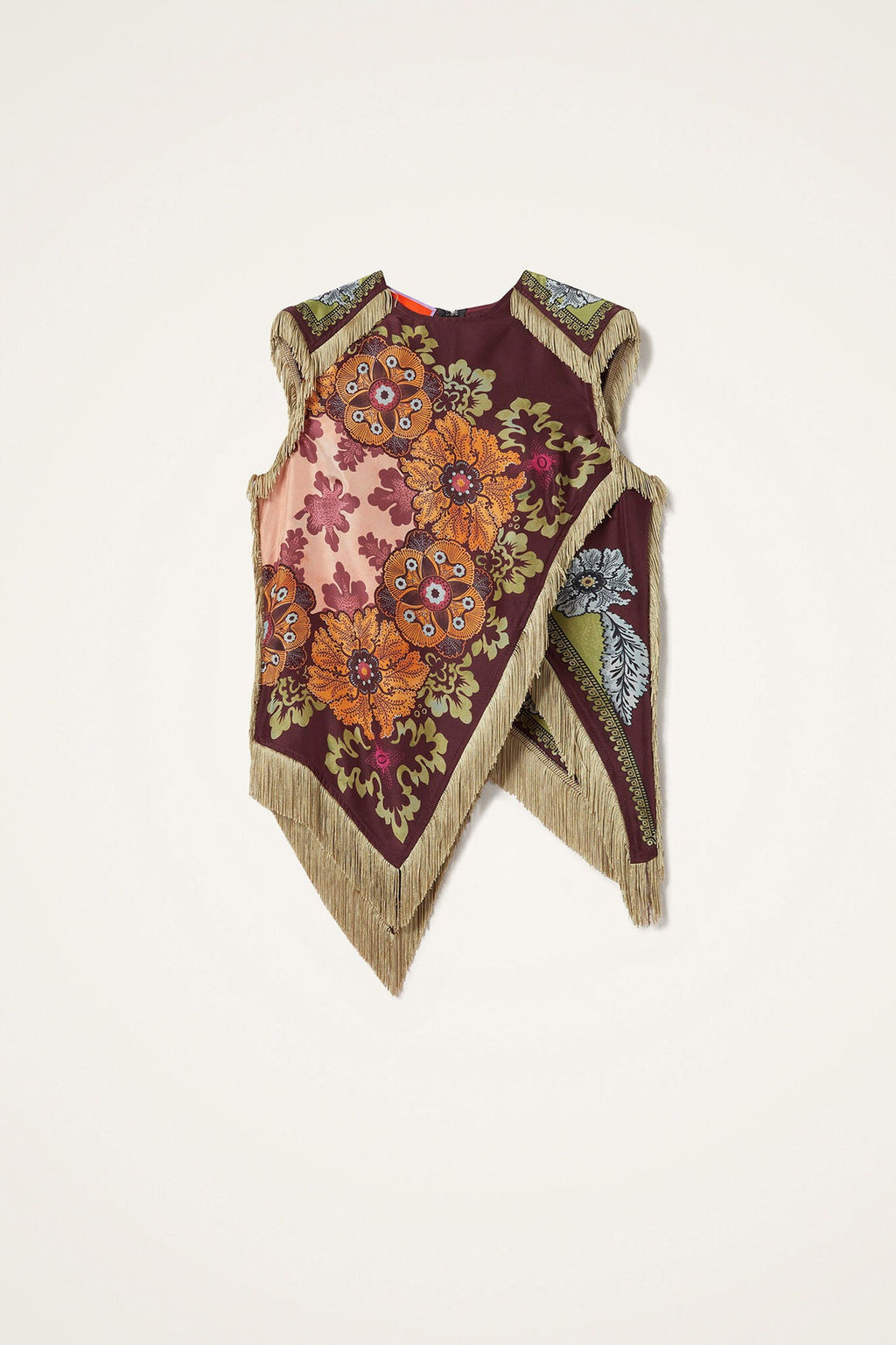 Bohemian Floral Fringe Asymmetrical Top