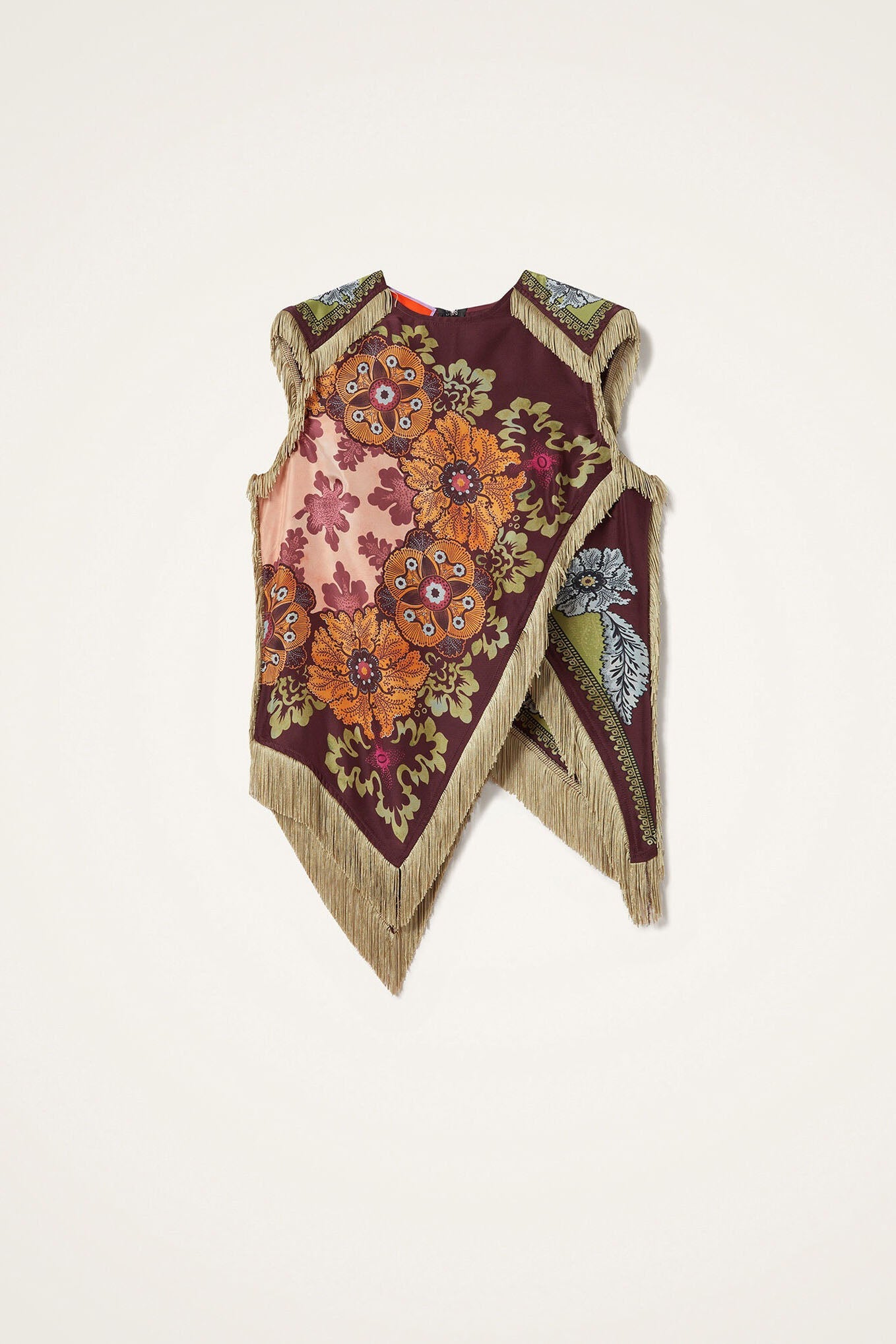 Bohemian Floral Fringe Asymmetrical Top