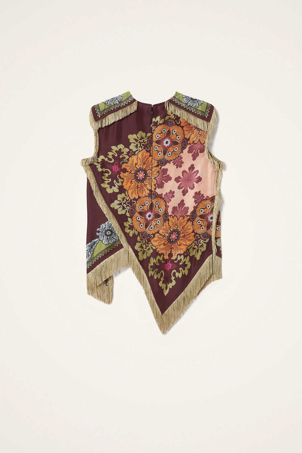 Bohemian Floral Fringe Asymmetrical Top