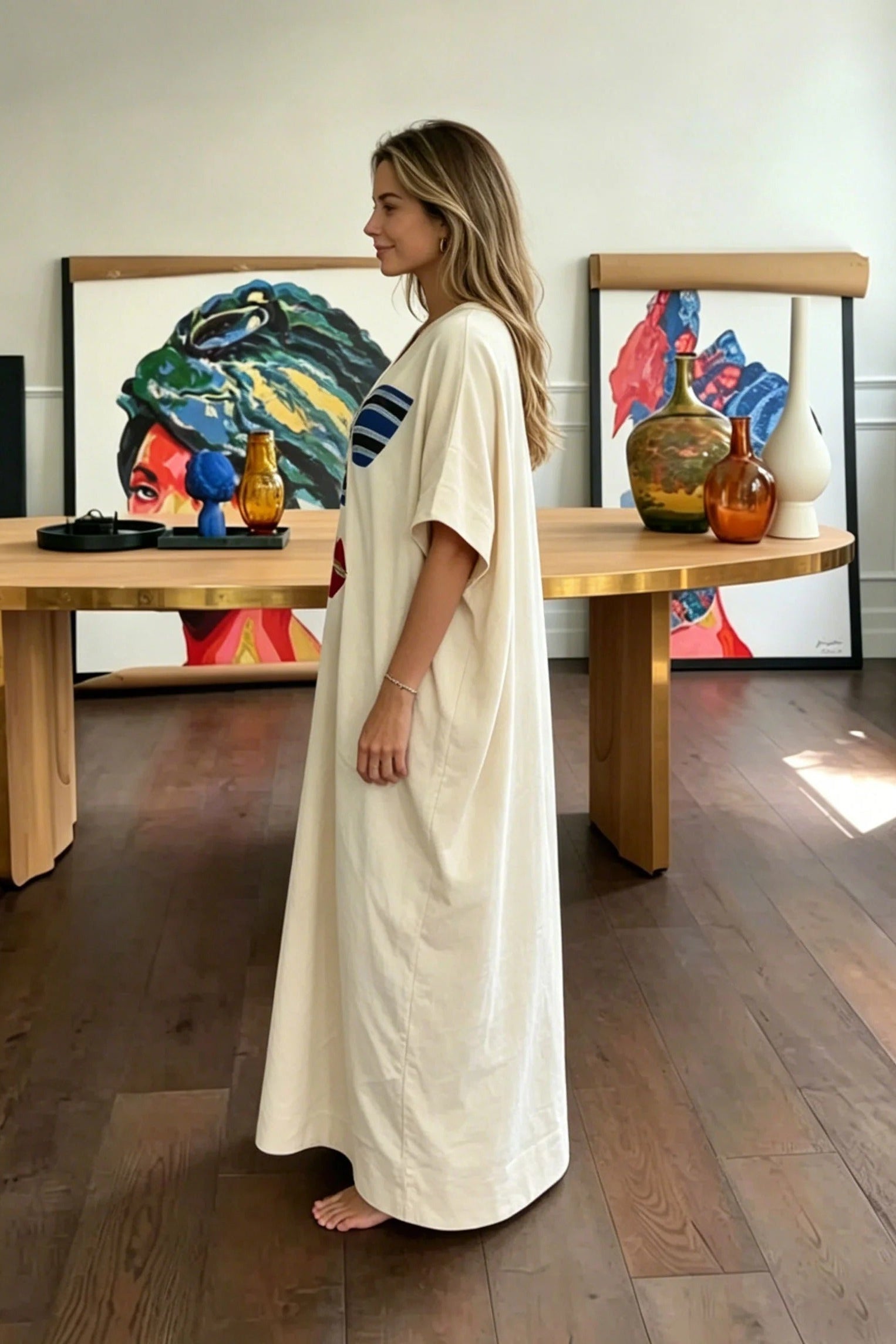 Abstract Face Motif Kaftan