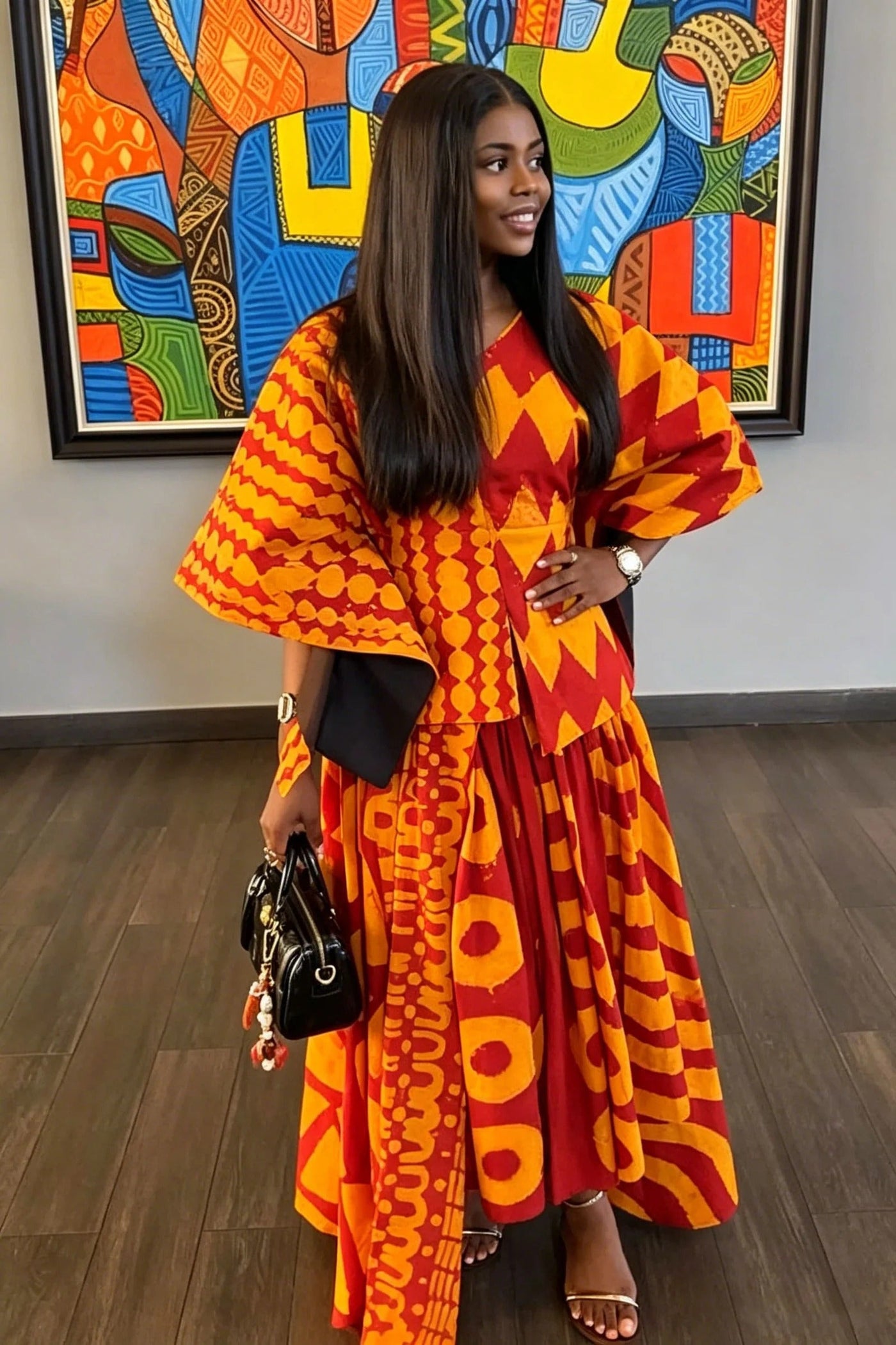Vibrant Ethnic Print Skirt Set