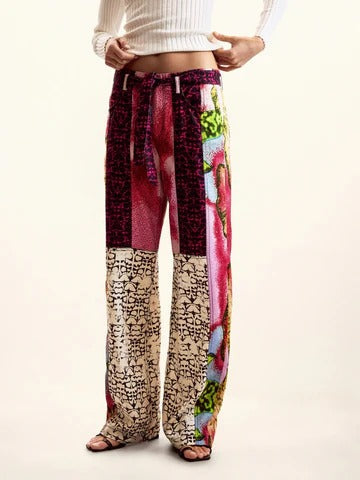 Patchwork Print Flow Pants