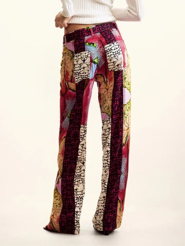 Patchwork Print Flow Pants