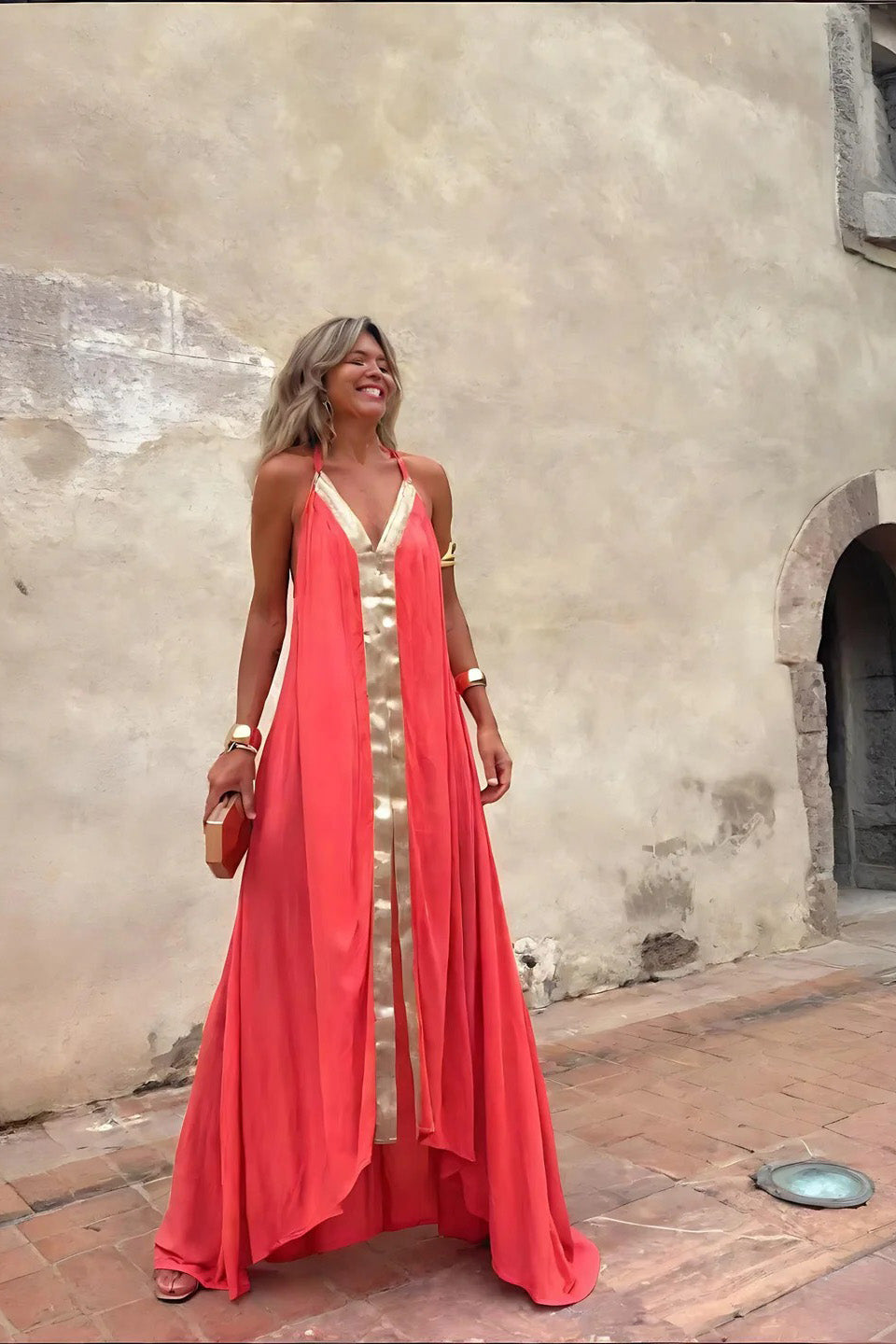 The Coral Gold Gown