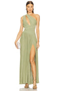 Elegant One-Shoulder Pleated Midi Dress