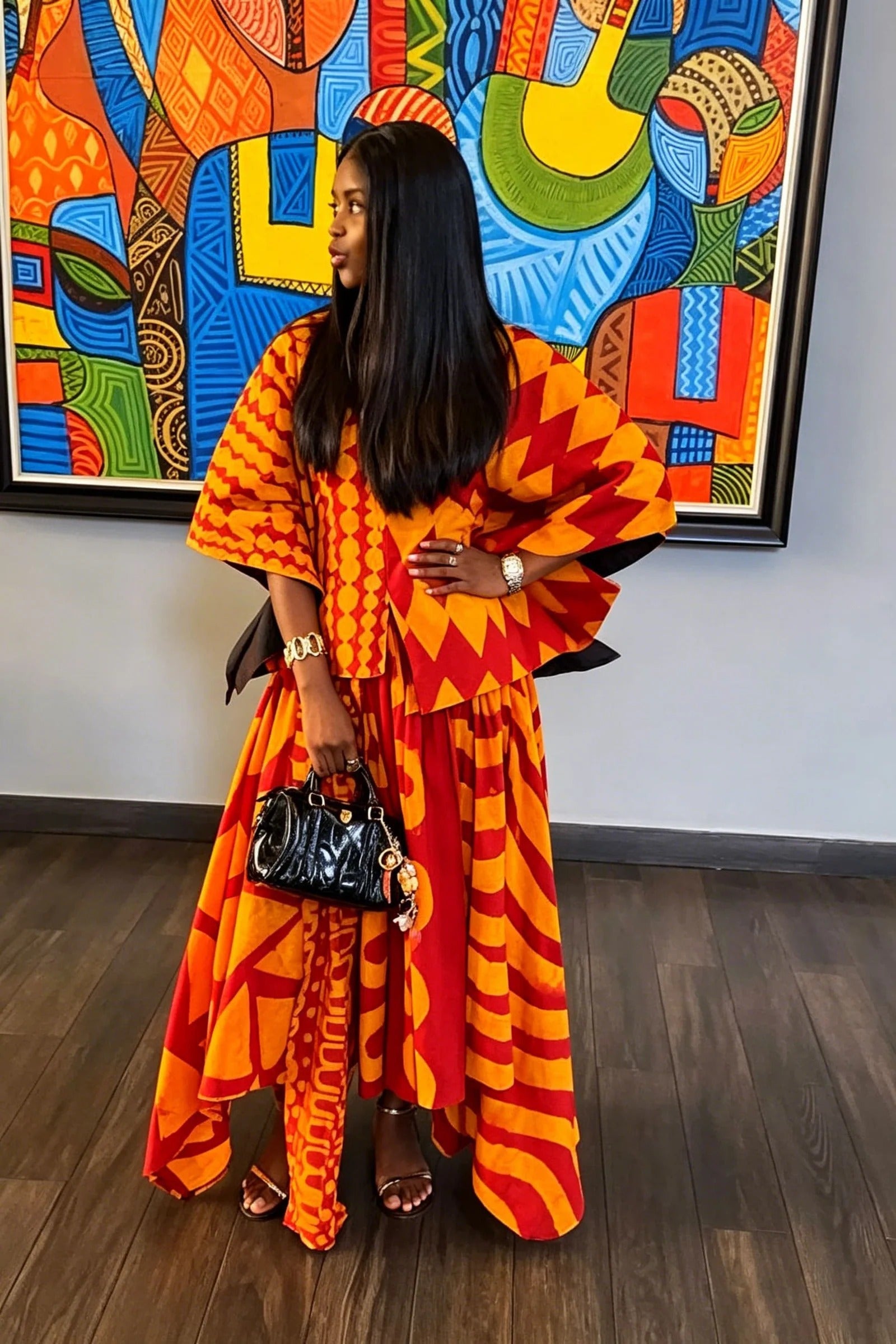 Vibrant Ethnic Print Skirt Set