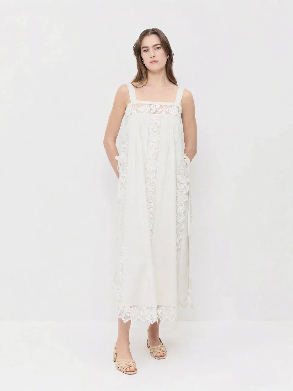 The Lace Linen Midi Dress