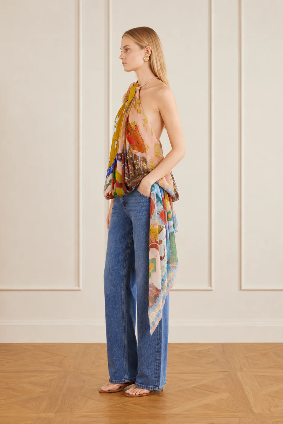 Art Print Scarf Halter Top