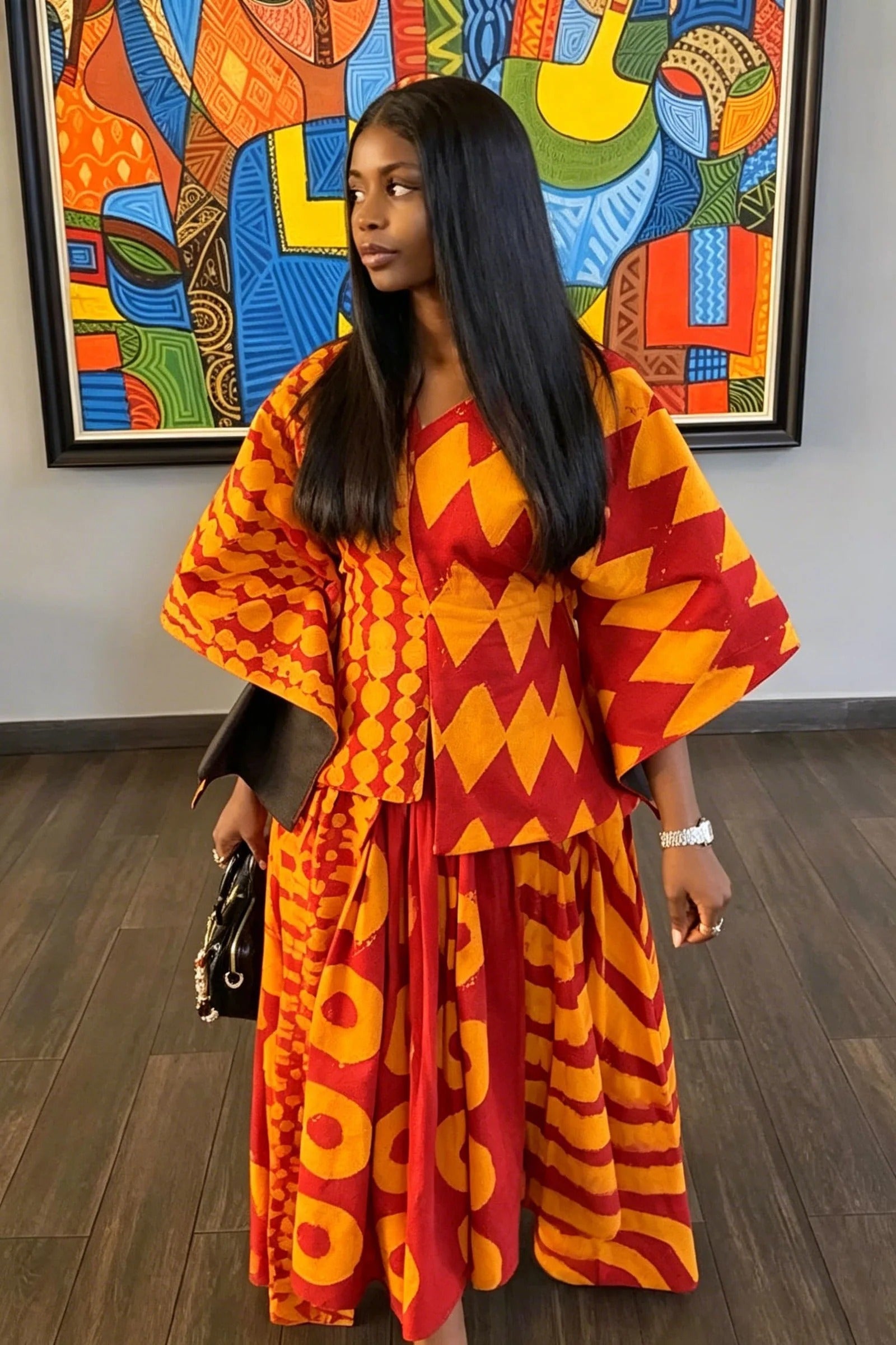 Vibrant Ethnic Print Skirt Set