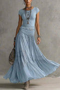 Bohemian Short-sleeve T-shirt Skirt Two-piece Set