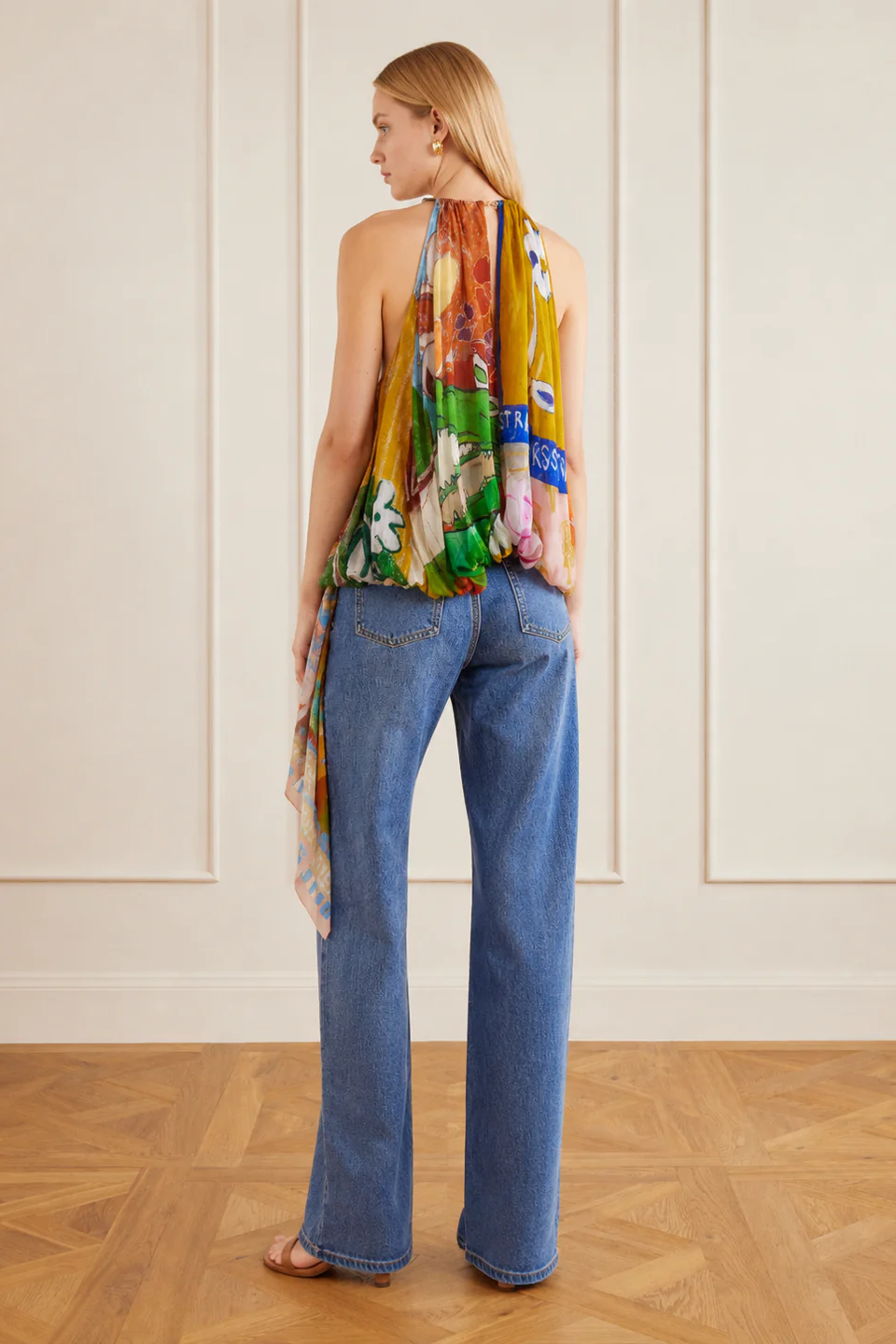 Art Print Scarf Halter Top