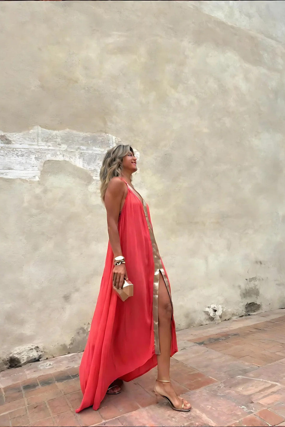 The Coral Gold Gown